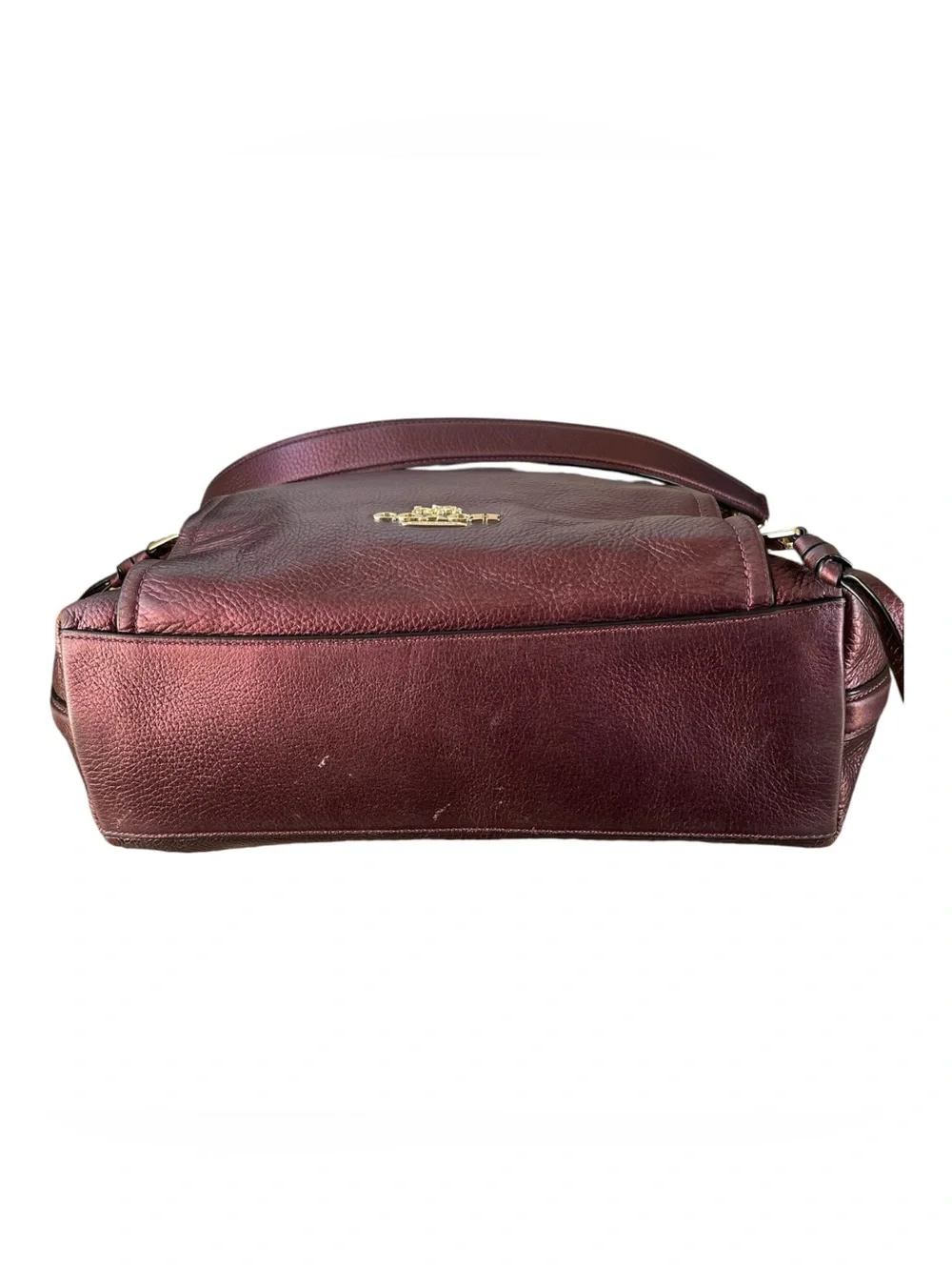 ⭐️ Coach Elle Hobo Metallic Cherry Burgundy Wine Leather Bag F87825 🍁 🍂 🍃